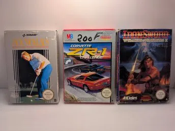 Nintendo NES Spel - Jack Nicklaus Golf, Corvette ZR-1, Ironsword