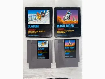 Fina exemplar av Mach rider och Slalom till Nintendo NES