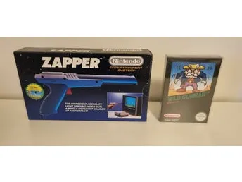 Nintendo NES Zapper Light Gun med Duck Hunt och Wild Gunman