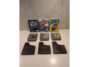 3 klassiska Super Mario Bros. till Nintendo NES – fint skick