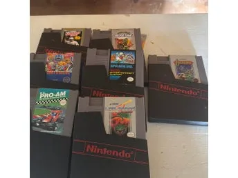 NES-spel: Super Mario Bros., Castlevania, Life Force, Ghost 'n Goblins, R.C.